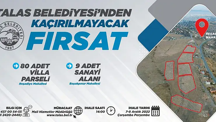 TALAS'TA KAÇIRILMAYACAK YATIRIM FIRSATI