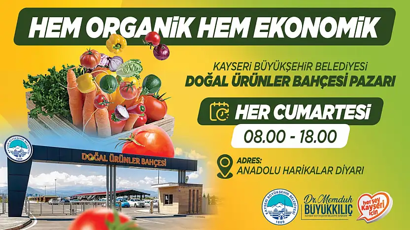 Kayseri'de doğal ürünler bahçesi pazarı 26 temmuz'da açılıyor